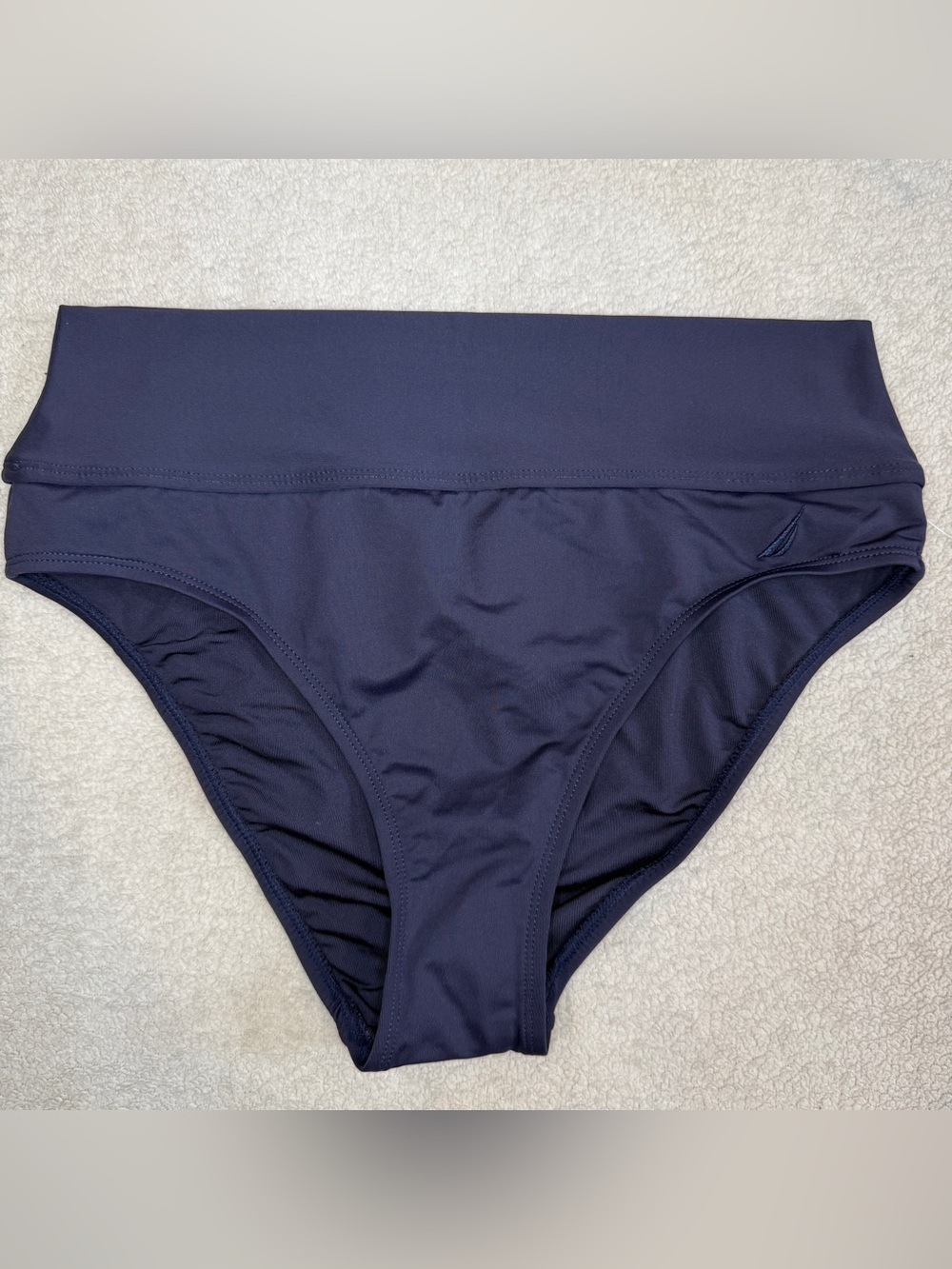 NWT Nautica Womens High Rise Bikini Bottom Swim Suit Size Medium Navy Blue - Picture 3 of 9